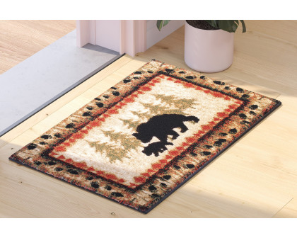 BLNK Ursus Collection Rustic Lodge Wandering Black Bear and Cub Area Rug with Jute Backing - 2'W x 3'L