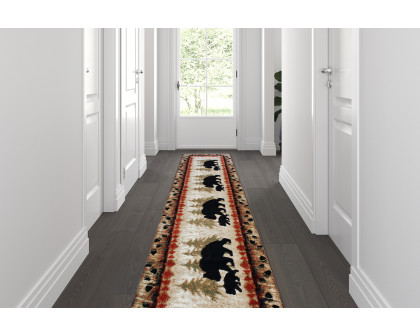 BLNK - Ursus Collection Rustic Lodge Wandering Black Bear and Cub Area Rug with Jute Backing