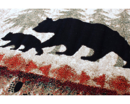 BLNK Ursus Collection Rustic Lodge Wandering Black Bear and Cub Area Rug with Jute Backing - 5'W x 7'L