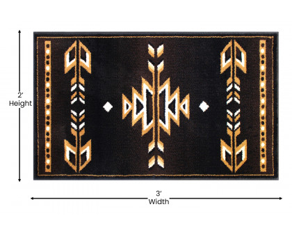 BLNK Amado Collection Southwestern Style Olefin Accent Area Rug with Jute Backing - Brown, 2'W x 3'L