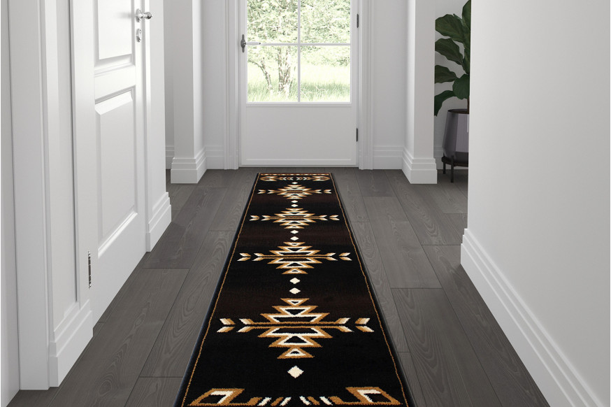 BLNK™ Amado Collection Southwestern Style Olefin Accent Area Rug with Jute Backing - Brown, 2'W x 7'L