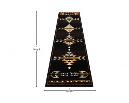 BLNK™ Amado Collection Southwestern Style Olefin Accent Area Rug with Jute Backing - Brown, 2'W x 7'L