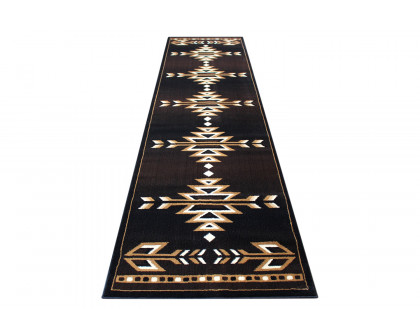 BLNK Amado Collection Southwestern Style Olefin Accent Area Rug with Jute Backing - Brown, 3'W x 10'L