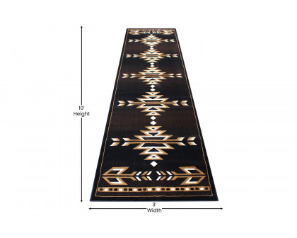 BLNK Amado Collection Southwestern Style Olefin Accent Area Rug with Jute Backing - Brown, 3'W x 10'L