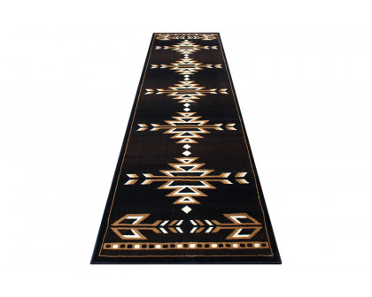 BLNK Amado Collection Southwestern Style Olefin Accent Area Rug with Jute Backing - Brown, 3'W x 16'L