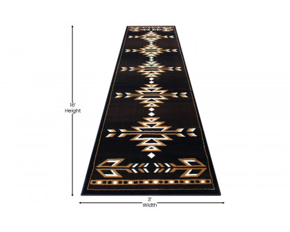 BLNK Amado Collection Southwestern Style Olefin Accent Area Rug with Jute Backing - Brown, 3'W x 16'L