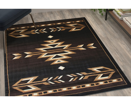 BLNK™ Amado Collection Southwestern Style Olefin Accent Area Rug with Jute Backing - Brown, 4'W x 5'L