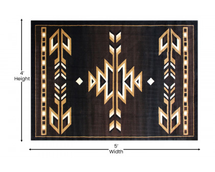 BLNK™ Amado Collection Southwestern Style Olefin Accent Area Rug with Jute Backing - Brown, 4'W x 5'L