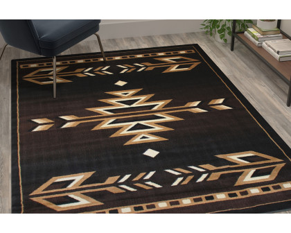 BLNK™ Amado Collection Southwestern Style Olefin Accent Area Rug with Jute Backing - Brown, 5'W x 7'L