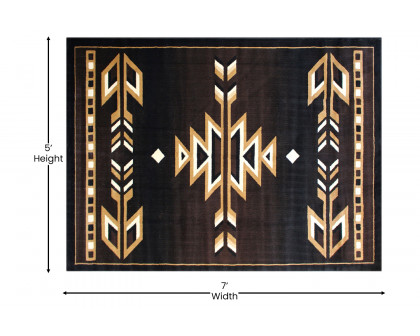 BLNK™ Amado Collection Southwestern Style Olefin Accent Area Rug with Jute Backing - Brown, 5'W x 7'L