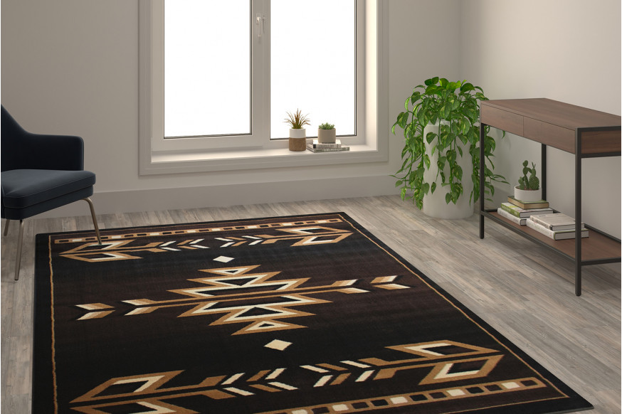 BLNK™ Amado Collection Southwestern Style Olefin Accent Area Rug with Jute Backing - Brown, 6'W x 9'L