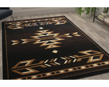 BLNK™ Amado Collection Southwestern Style Olefin Accent Area Rug with Jute Backing - Brown, 6'W x 9'L