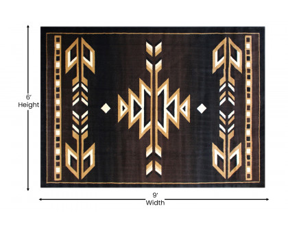 BLNK™ Amado Collection Southwestern Style Olefin Accent Area Rug with Jute Backing - Brown, 6'W x 9'L