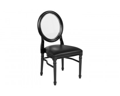 BLNK - HERCULES Series Vinyl King Louis Chair with Transparent Back, Black Seat and Black Frame