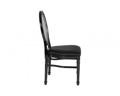 BLNK - HERCULES Series Vinyl King Louis Chair with Transparent Back, Black Seat and Black Frame