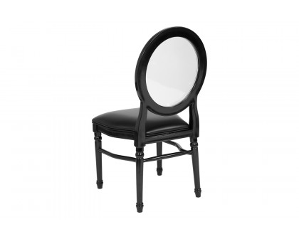 BLNK - HERCULES Series Vinyl King Louis Chair with Transparent Back, Black Seat and Black Frame