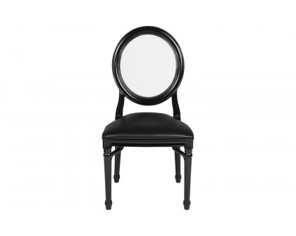 BLNK - HERCULES Series Vinyl King Louis Chair with Transparent Back, Black Seat and Black Frame