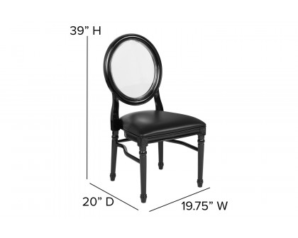 BLNK - HERCULES Series Vinyl King Louis Chair with Transparent Back, Black Seat and Black Frame