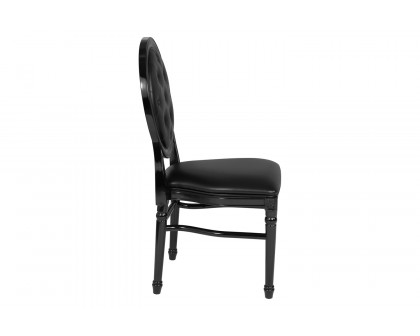 BLNK - HERCULES Series Vinyl King Louis Chair with Tufted Back, Black Seat and Black Frame