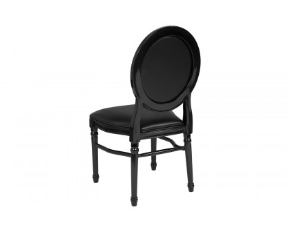 BLNK - HERCULES Series Vinyl King Louis Chair with Tufted Back, Black Seat and Black Frame