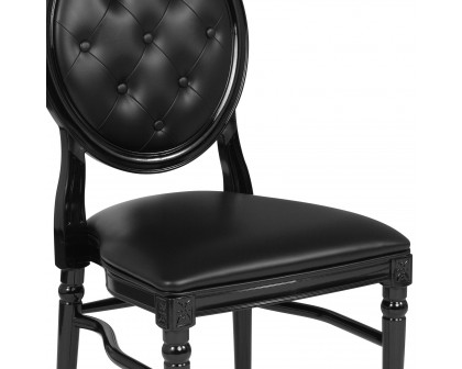 BLNK - HERCULES Series Vinyl King Louis Chair with Tufted Back, Black Seat and Black Frame