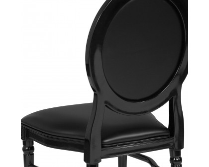 BLNK - HERCULES Series Vinyl King Louis Chair with Tufted Back, Black Seat and Black Frame