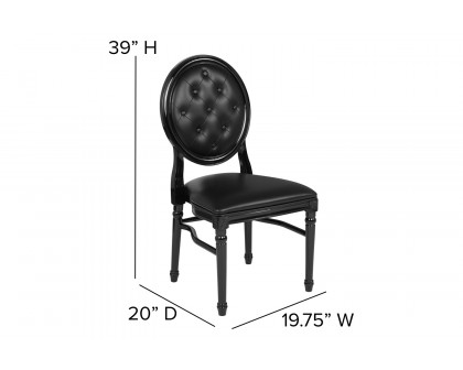 BLNK - HERCULES Series Vinyl King Louis Chair with Tufted Back, Black Seat and Black Frame