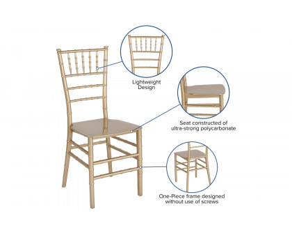 BLNK HERCULES Series Resin Stacking Chiavari Chair - Gold