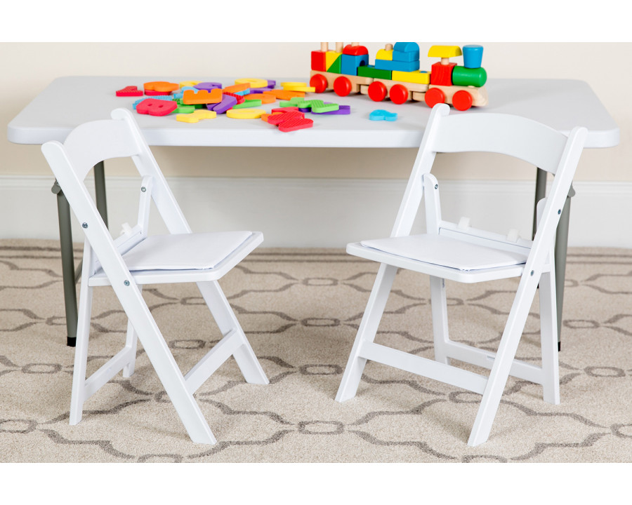 BLNK HERCULES Kids Resin Folding Chair with White Vinyl Padded Seat