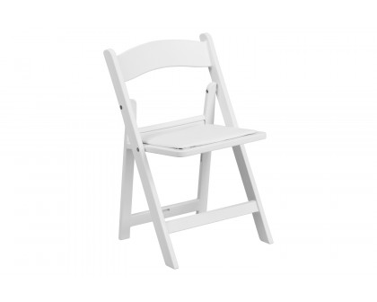 BLNK HERCULES Kids Resin Folding Chair with White Vinyl Padded Seat - White