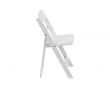 BLNK HERCULES Kids Resin Folding Chair with White Vinyl Padded Seat - White