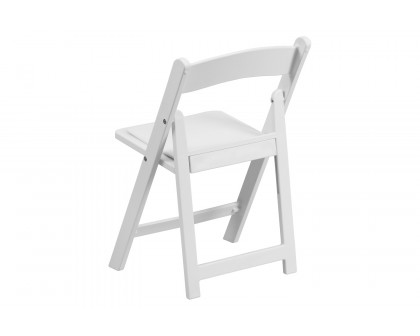 BLNK HERCULES Kids Resin Folding Chair with White Vinyl Padded Seat - White