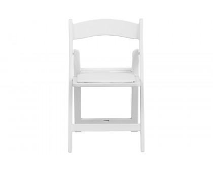 BLNK HERCULES Kids Resin Folding Chair with White Vinyl Padded Seat - White