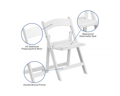 BLNK HERCULES Kids Resin Folding Chair with White Vinyl Padded Seat - White