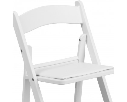 BLNK HERCULES Kids Resin Folding Chair with White Vinyl Padded Seat - White