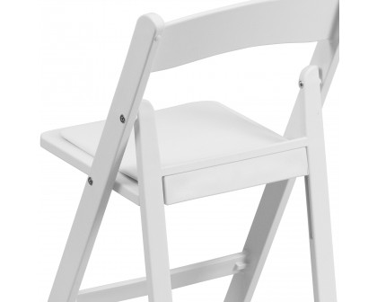 BLNK HERCULES Kids Resin Folding Chair with White Vinyl Padded Seat - White