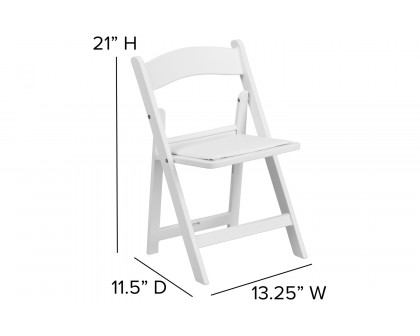 BLNK HERCULES Kids Resin Folding Chair with White Vinyl Padded Seat - White