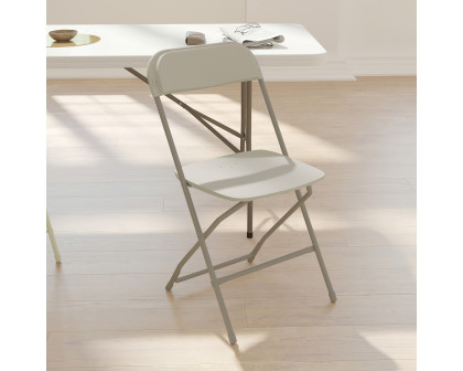 BLNK HERCULES Series Plastic Lightweight Folding Chair - Beige