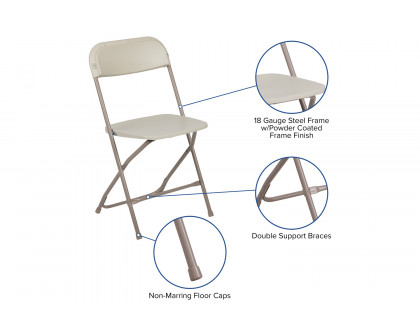 BLNK HERCULES Series Plastic Lightweight Folding Chair - Beige