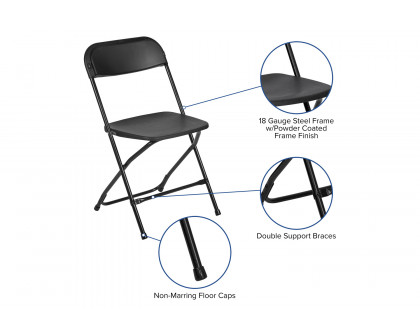 BLNK™ HERCULES Series Plastic Lightweight Folding Chair - Black