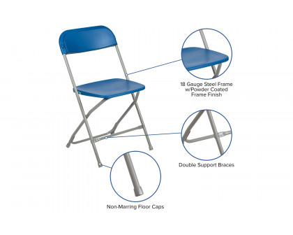 BLNK HERCULES Series Plastic Lightweight Folding Chair - Blue