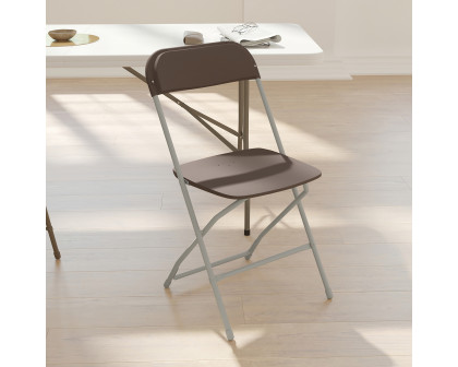 BLNK™ HERCULES Series Plastic Lightweight Folding Chair - Brown