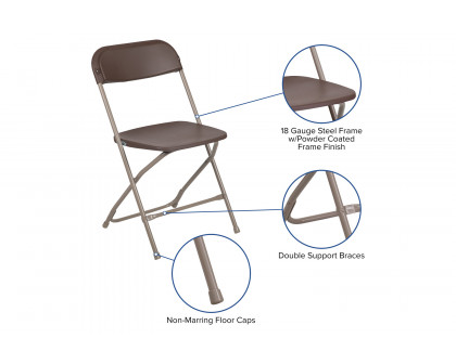 BLNK™ HERCULES Series Plastic Lightweight Folding Chair - Brown