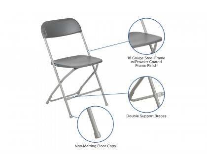 BLNK™ HERCULES Series Plastic Lightweight Folding Chair - Gray