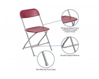 BLNK HERCULES Series Plastic Lightweight Folding Chair - Red