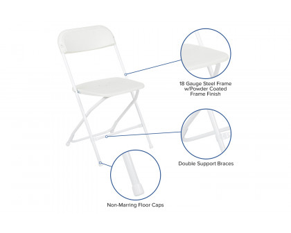 BLNK™ HERCULES Series Plastic Lightweight Folding Chair - White