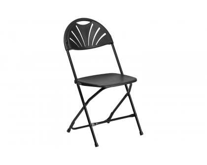 BLNK HERCULES Series Plastic Fan Back Folding Chair - Black