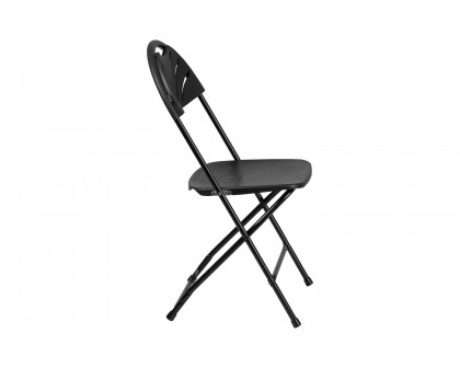 BLNK HERCULES Series Plastic Fan Back Folding Chair - Black