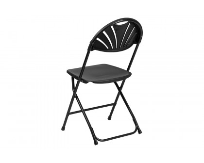 BLNK HERCULES Series Plastic Fan Back Folding Chair - Black