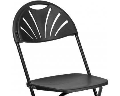 BLNK HERCULES Series Plastic Fan Back Folding Chair - Black